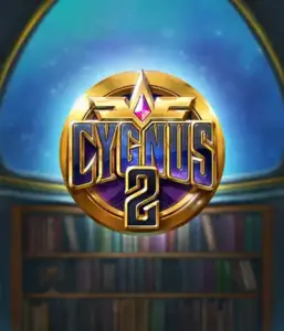 Discover the captivating graphics of Cygnus 2 Slot by ELK Studios, highlighting a spectacular logo with a vibrant purple and gold design. Positioned against a mystical background of a library, this graphic conjures the spirit of mystical exploration. 