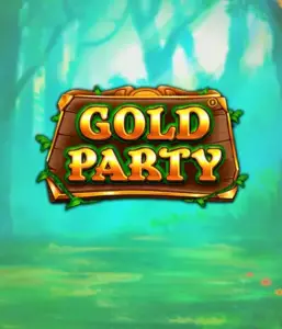 Discover the fairy-tale forest of the Gold Party game by Pragmatic Play, showcasing a beautifully designed wooden sign engraved with golden letters. The backdrop of misty green forest that adds a sense of mystery to the overall ambiance. Perfect for players who love enchanted forest settings, promising a captivating escape. 